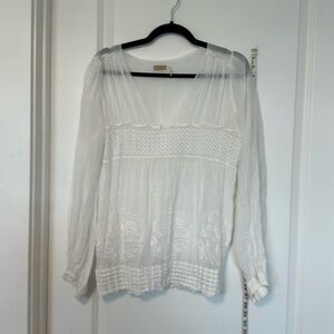 Max Studio - special edition blouse- white eyelet and embroidered size L
